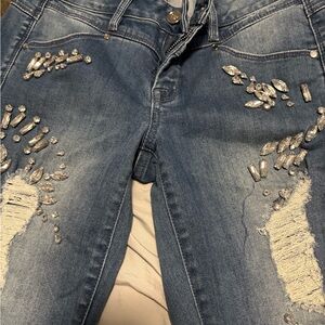 Bebe Embellished Blue Jeans